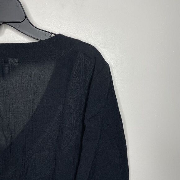 LANDS END Womens Black Embroidered Tunic Swim Cover-Up NEW Cotton Small S - Picture 4 of 8